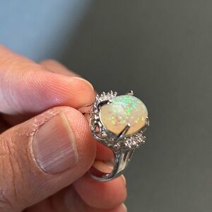 Elegant Silver Opal Ring 6